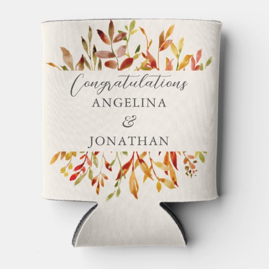 Elegante Waterverf herfstbladeren aangepaste bruil Blikjeskoeler (Voorkant)