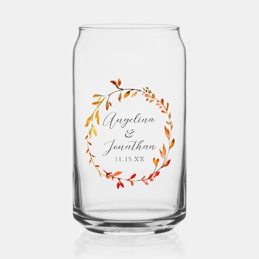 Elegante Waterverf herfstbladeren aangepaste bruil Blikvorm Glas (Voorkant)