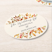 Elegante Waterverf herfstbladeren aangepaste bruil Ronde Kartonnen Onderzetter (Gebogen)
