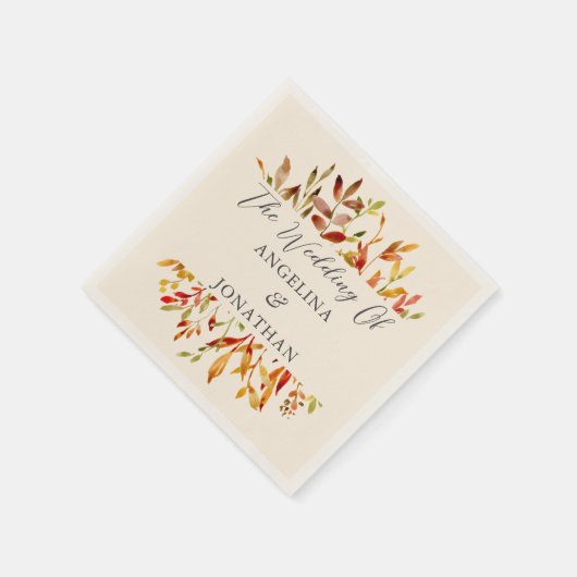 Elegante Waterverf herfstbladeren aangepaste bruil Servet (Hoek)