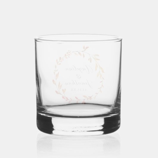 Elegante Waterverf herfstbladeren aangepaste bruil Whisky Glas (Achterkant)