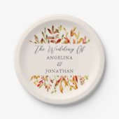 Elegante waterverf herfstbladeren aangepaste trouw papieren bordje (Voorkant)