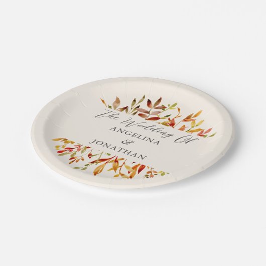 Elegante waterverf herfstbladeren aangepaste trouw papieren bordje (Gekanteld)