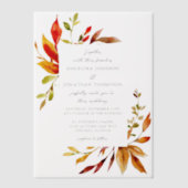 Elegante Waterverf herfstbladeren bruiloft Vellum Uitnodigingen (Voorkant)