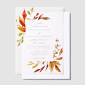 Elegante Waterverf herfstbladeren bruiloft Vellum Uitnodigingen (Offset)