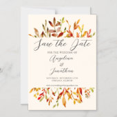 Elegante Waterverf Herfstbladeren Koppel Foto Magnetische Uitnodiging (Voorkant)