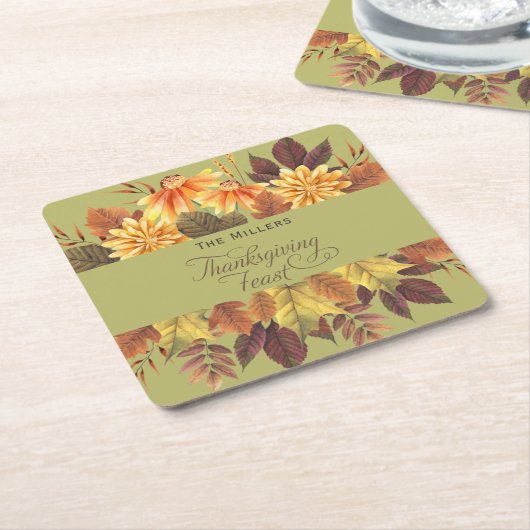 Elegante waterverf herfstbladeren Thanksgiving-fee Kartonnen Onderzetters (Schuin)
