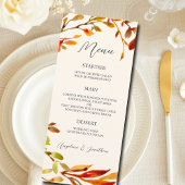 Elegante Waterverf herfstbladeren trouwdiner Menu