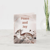 Elegante Waterverf Herten Vrede en Vreugde Kerstmi Kaart (Voorkant)