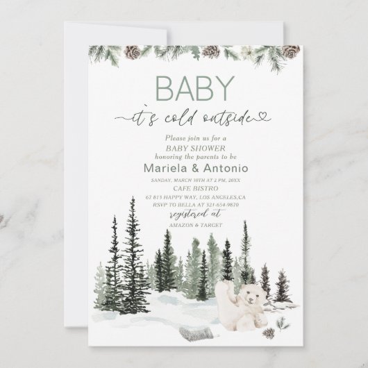 Elegante Waterverf het is koud buiten Baby shower Kaart (Voorkant)