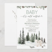 Elegante Waterverf het is koud buiten Baby shower Kaart (Voorkant / Achterkant)