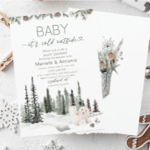 Elegante Waterverf het is koud buiten Baby shower