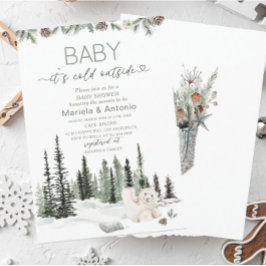 Elegante Waterverf het is koud buiten Baby shower Kaart