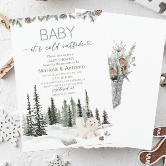 Elegante Waterverf het is koud buiten Baby shower Kaart