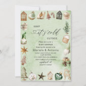 Elegante Waterverf het is koud buiten Baby shower Kaart (Voorkant)
