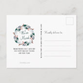 Elegante Waterverf Holly Wreath Christmas Moving Aankondigingskaart (Achterkant)