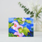 Elegante waterverf Hollyhocks Briefkaart (Staand voorkant)