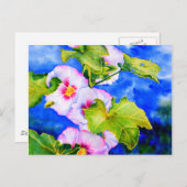 Elegante waterverf Hollyhocks Briefkaart (Voorkant / Achterkant)
