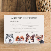Elegante Waterverf hond adoptiecertificaat Kaart