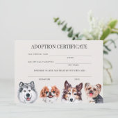 Elegante Waterverf hond adoptiecertificaat Kaart (Staand voorkant)