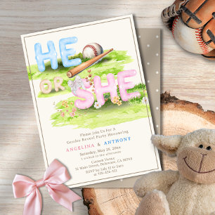 Elegante Waterverf Honkbal Wildflowers Hij of zij Kaart