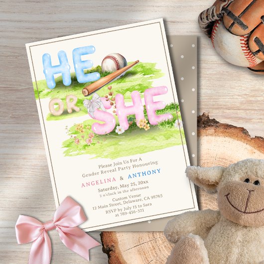 Elegante Waterverf Honkbal Wildflowers Hij of zij Kaart