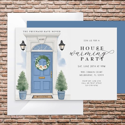 Elegante Waterverf Housewarming Party Kaart