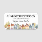 Elegante Waterverf huizen Custom Realtor Naamplaatje (Voorkant)