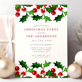 Elegante Waterverf Hulstbessen Kerstfeest Kaart