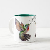 Elegante Waterverf Hummingbird Gepersonaliseerde n Tweekleurige Koffiemok (Voorkant links)