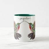 Elegante Waterverf Hummingbird Gepersonaliseerde n Tweekleurige Koffiemok (Center)
