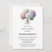 Elegante Waterverf Hydrangea Bruidsdouche Kaart (Voorkant)