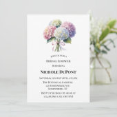 Elegante Waterverf Hydrangea Bruidsdouche Kaart (Staand voorkant)