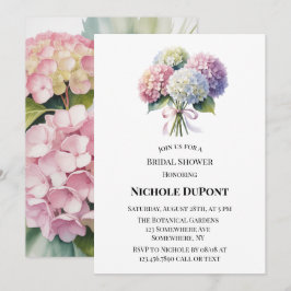 Elegante Waterverf Hydrangea Bruidsdouche Kaart