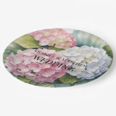 Elegante Waterverf Hydrangea Bruiloft Papieren Bordje (Gekanteld)