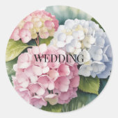 Elegante Waterverf Hydrangea Bruiloft Ronde Sticker (Voorkant)