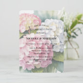Elegante Waterverf Hydrangea Verloving Feest Kaart (Staand voorkant)