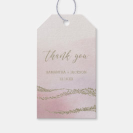 Elegante Waterverf in Blush Bruiloft Dank u Cadeaulabel