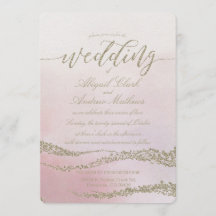 Elegante Waterverf in Blush Huwelijksuitnodiging