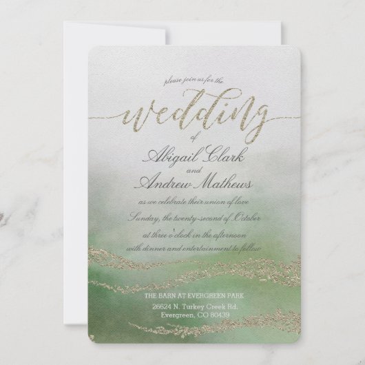 Elegante Waterverf in Foliage bruiloft uitnodiging (Voorkant)