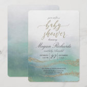 Elegante Waterverf in Ocean Baby shower Invitation Kaart (Voorkant / Achterkant)