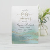 Elegante Waterverf in Ocean Baby shower Invitation Kaart (Staand voorkant)