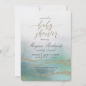 Elegante Waterverf in Ocean Baby shower Invitation Kaart (Voorkant)