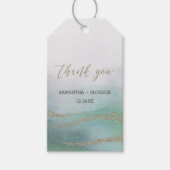 Elegante Waterverf in Ocean Wedding Dank u Cadeaulabel (Voorkant)