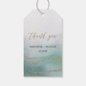 Elegante Waterverf in Ocean Wedding Dank u Cadeaulabel (Achterkant)