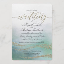 Elegante Waterverf in Ocean Wedding Invitation