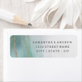 Elegante Waterverf in Ocean Wedding Retouradres Etiket (Insitu)