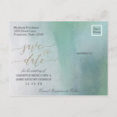 Elegante Waterverf in Ocean Wedding Save the Date Aankondigingskaart (Achterkant)