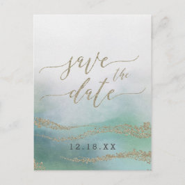 Elegante Waterverf in Ocean Wedding Save the Date Aankondigingskaart