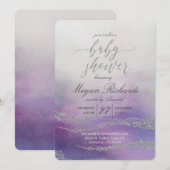Elegante Waterverf in Orchidee Baby shower Invitat Kaart (Voorkant / Achterkant)